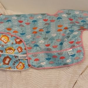 2 Bumkins long sleeve bib smock owl umbrella